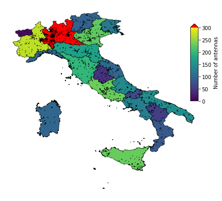 Italy antennas per region